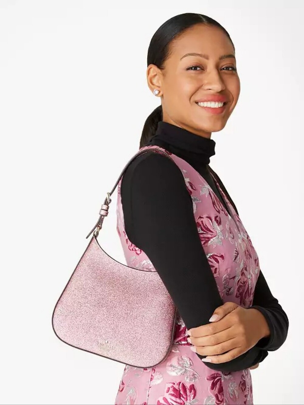 NWT Kate Spade Glimmer Glitter KE461 Pink Metallic Shoulder Bag - Picture 2 of 10